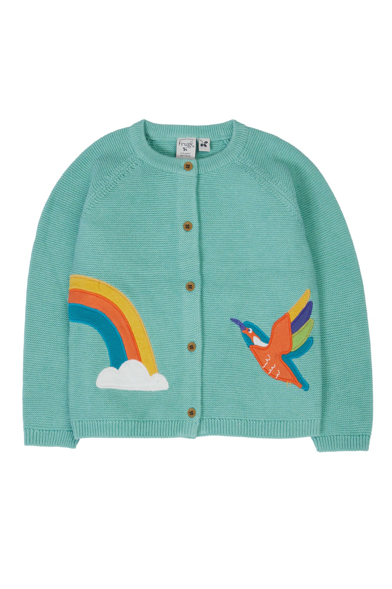 Strickjacke "Kingfisher" mit Eisvogel-Motiv von Frugi