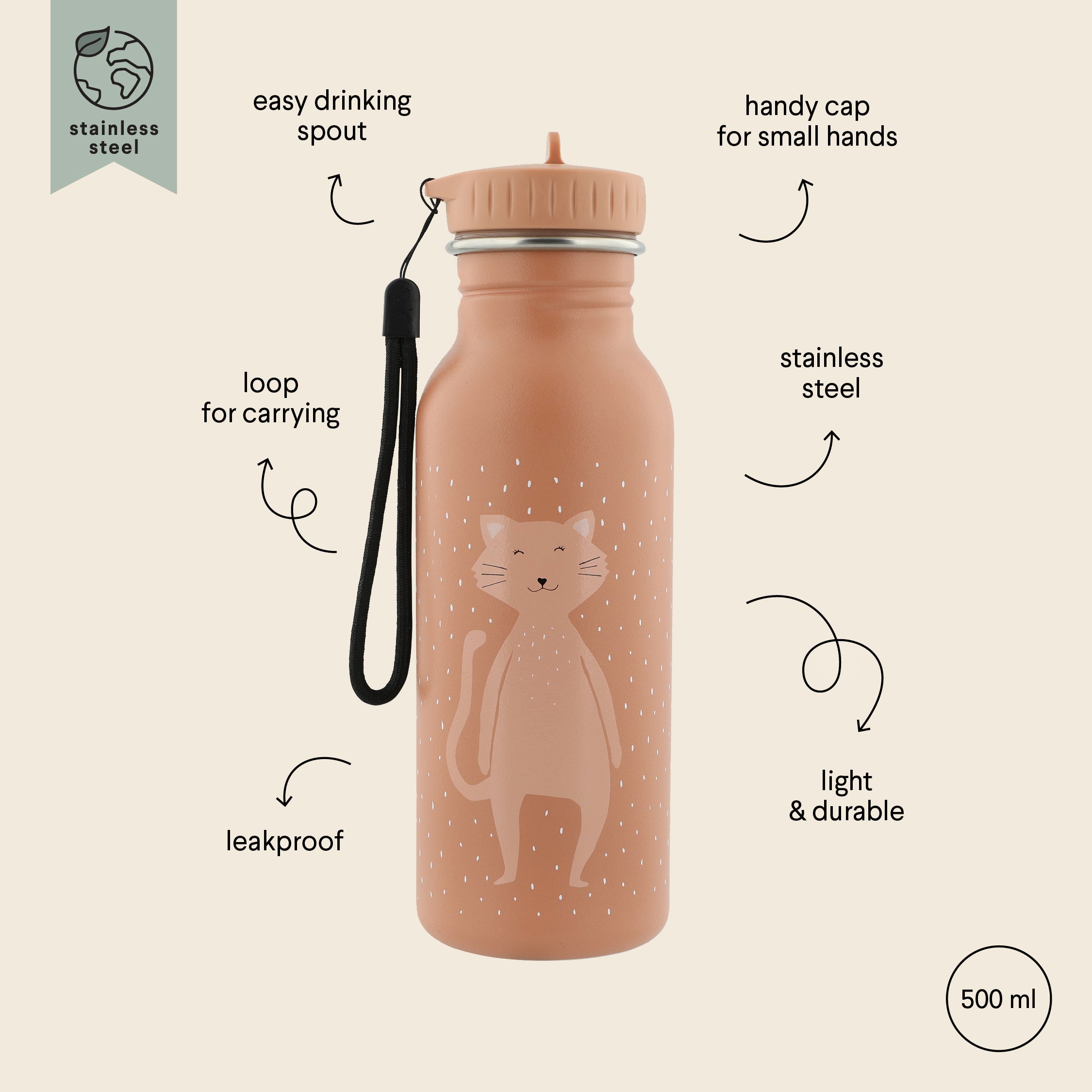 Wasserflasche - Katze 500mL