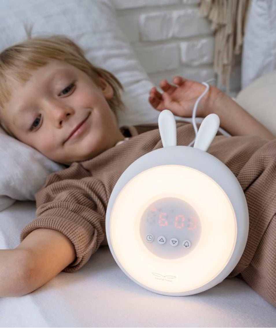 Kaninchen-Lampe mit Wecker – Weiß