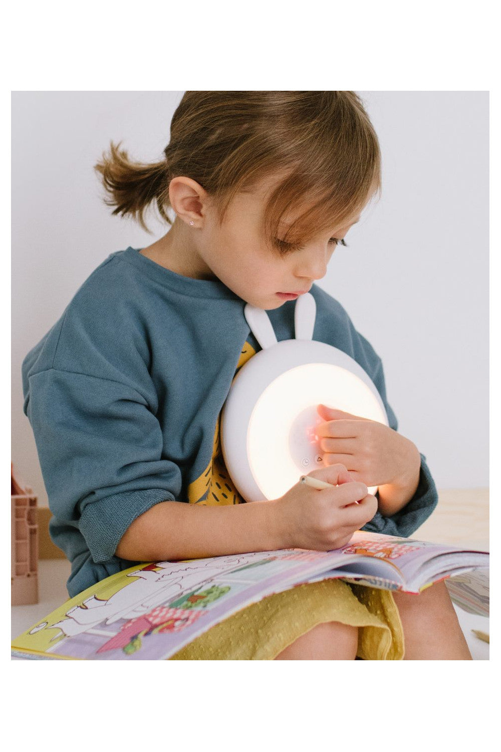 Kaninchen-Lampe mit Wecker – Weiß